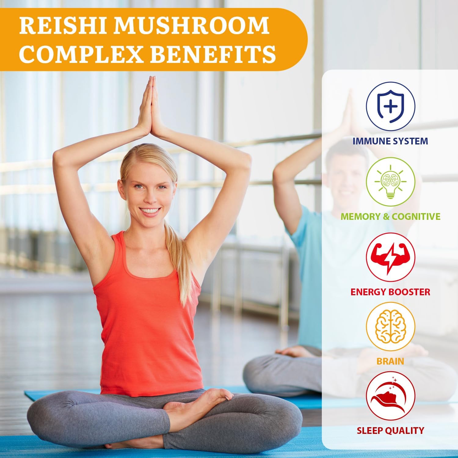 Organic Japanese Reishi Mushroom Complex Supplement 1500mg - Immune, Brain, Energy Support with Chaga, Cordyceps, Lion's Mane, Maitake, Agaricus Mushrooms Extract - Pack of 2
