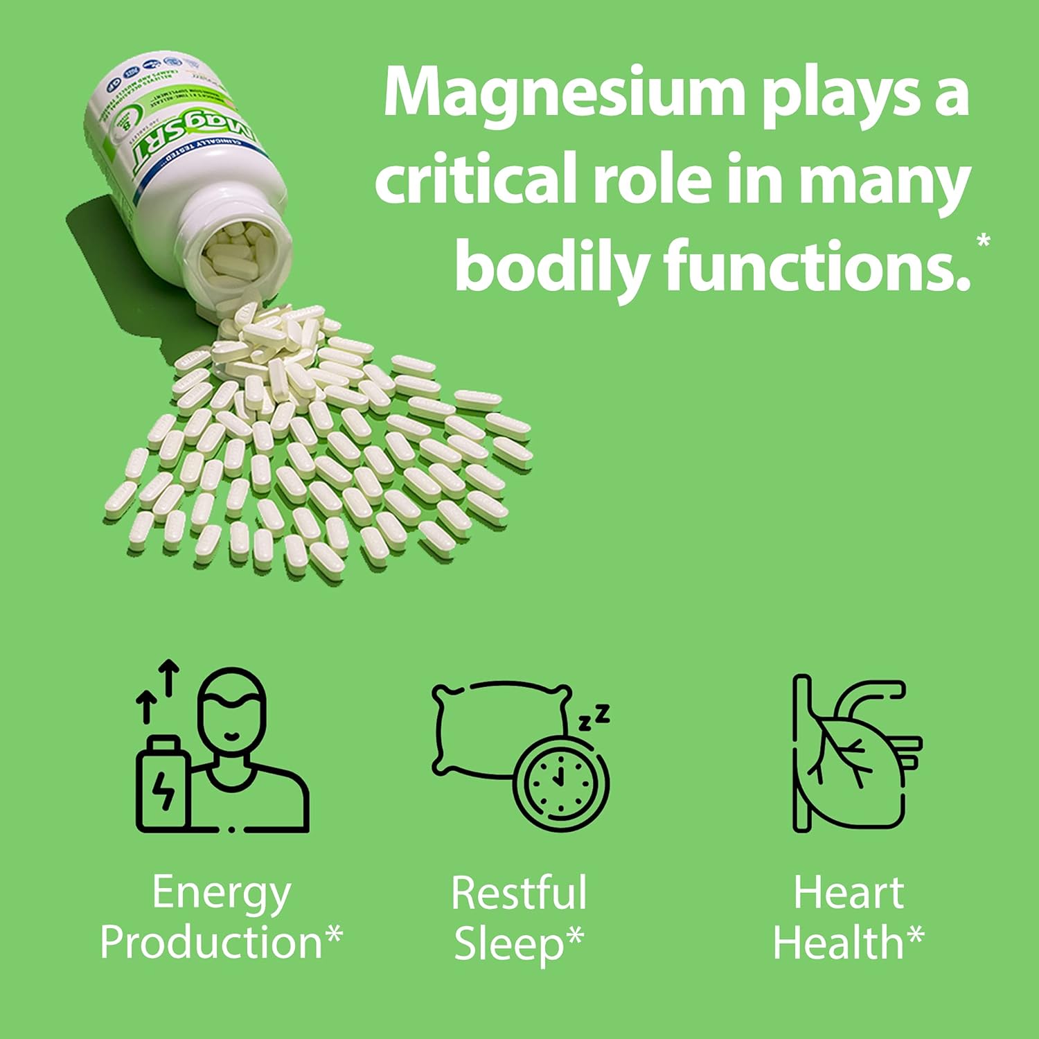 Organic Jigsaw Health MagSRT (B-Free) Magnesium Supplement - Slow Release, Bioavailable Malate Tablets - 240 Tablets