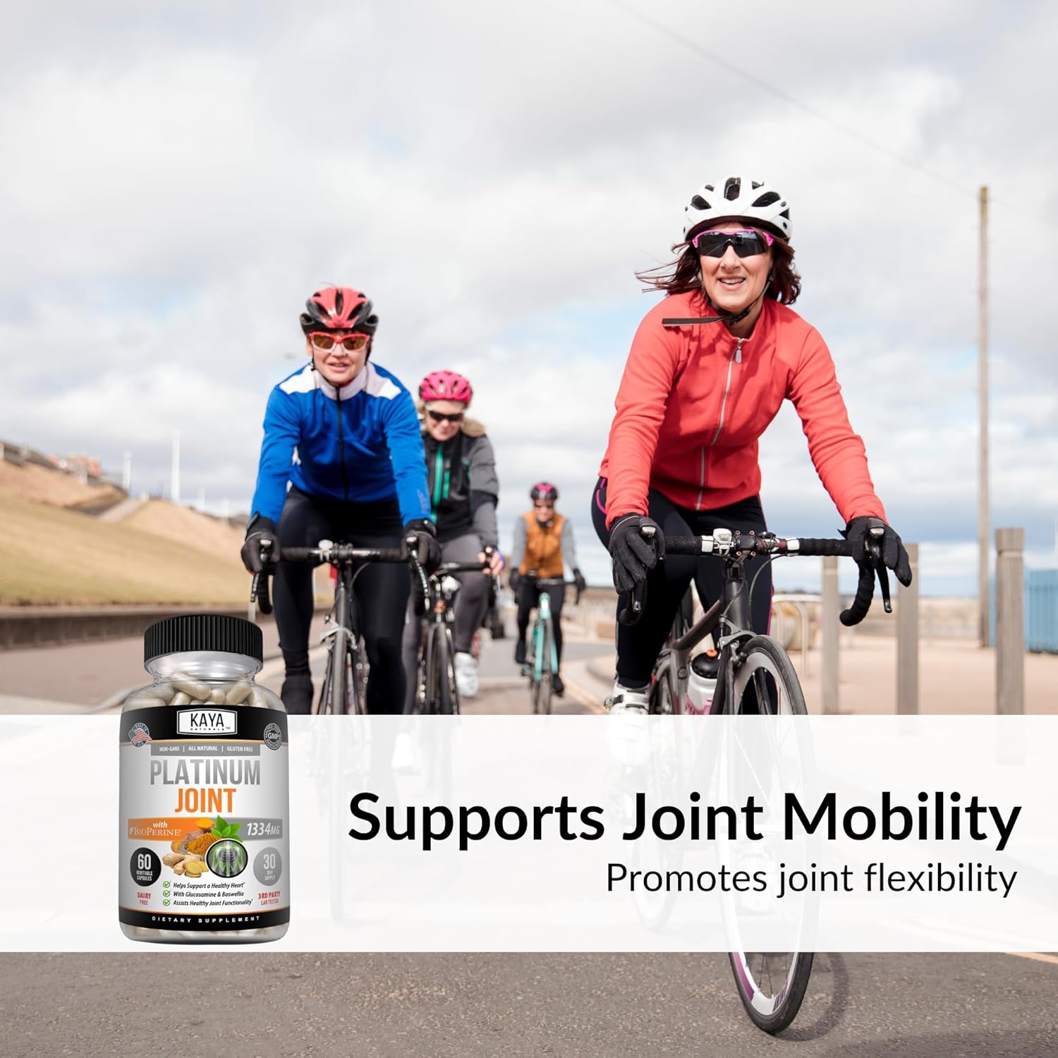 Organic Joint Support Capsules with Bioperine, Glucosamine, and Turmeric - Antioxidant Properties for Healthy Joints - 60 Capsules