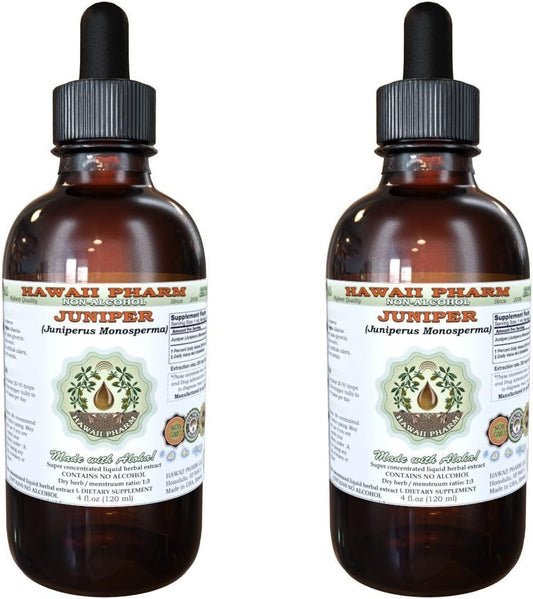 Organic Juniper Alcohol-Free Liquid Extract, 2x2 oz - Natural Herbal Supplement by Hawaii Pharm
