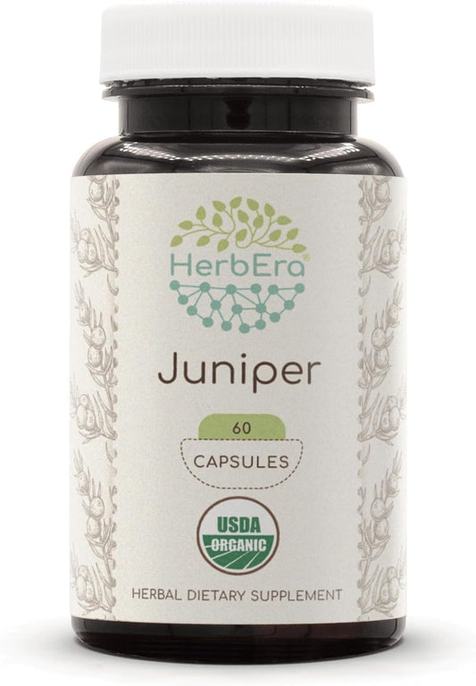 Organic Juniper Berry Capsules - 500mg, 60ct - HerbEra Supplement with USDA Certified Juniper Berry