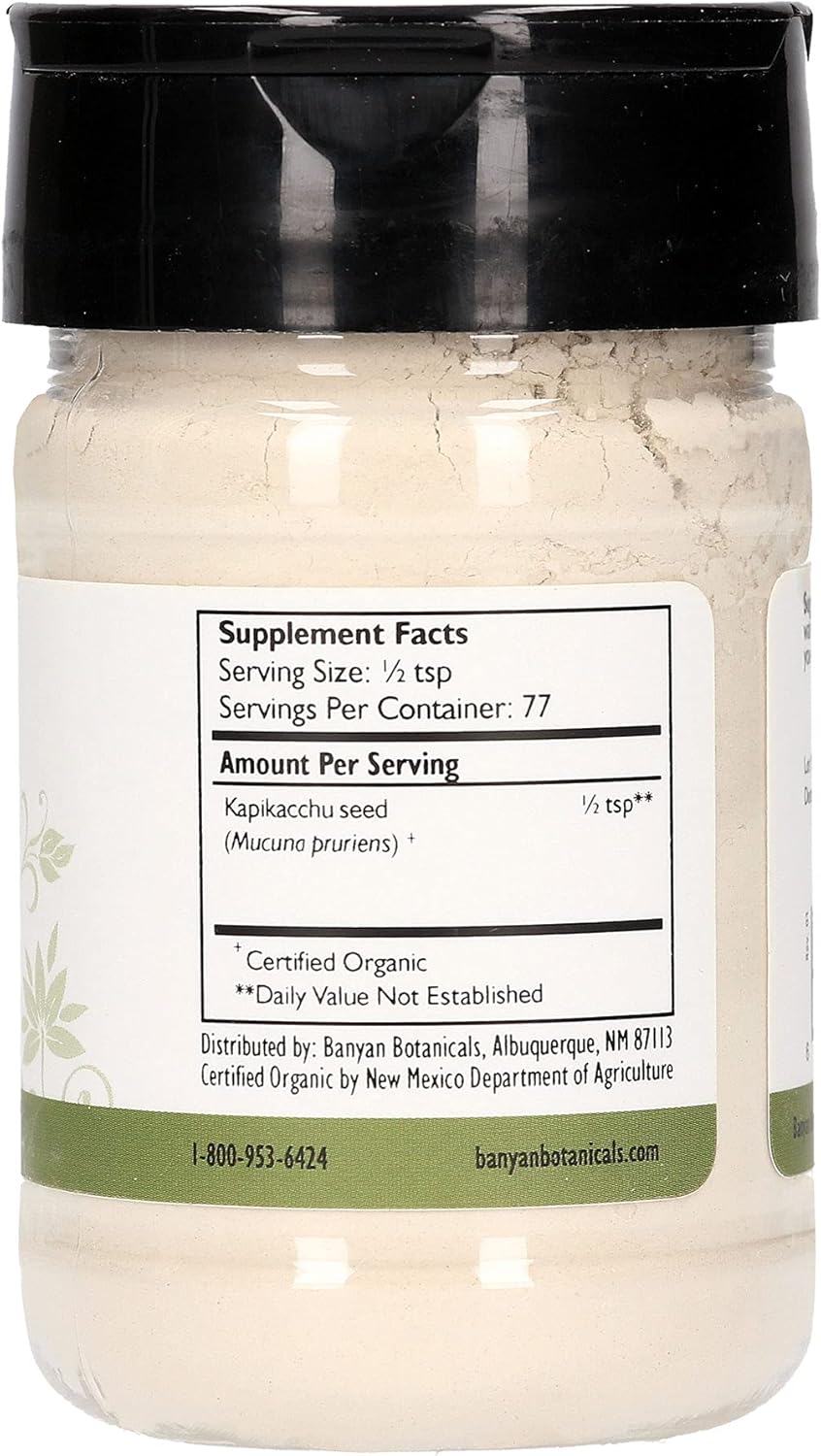 Organic Kapikacchu Mucuna Pruriens Herbal Powder - Energizing Support for Nervous & Reproductive Systems - Natural L-Dopa Source - Non-GMO Vegan - Spice Jar
