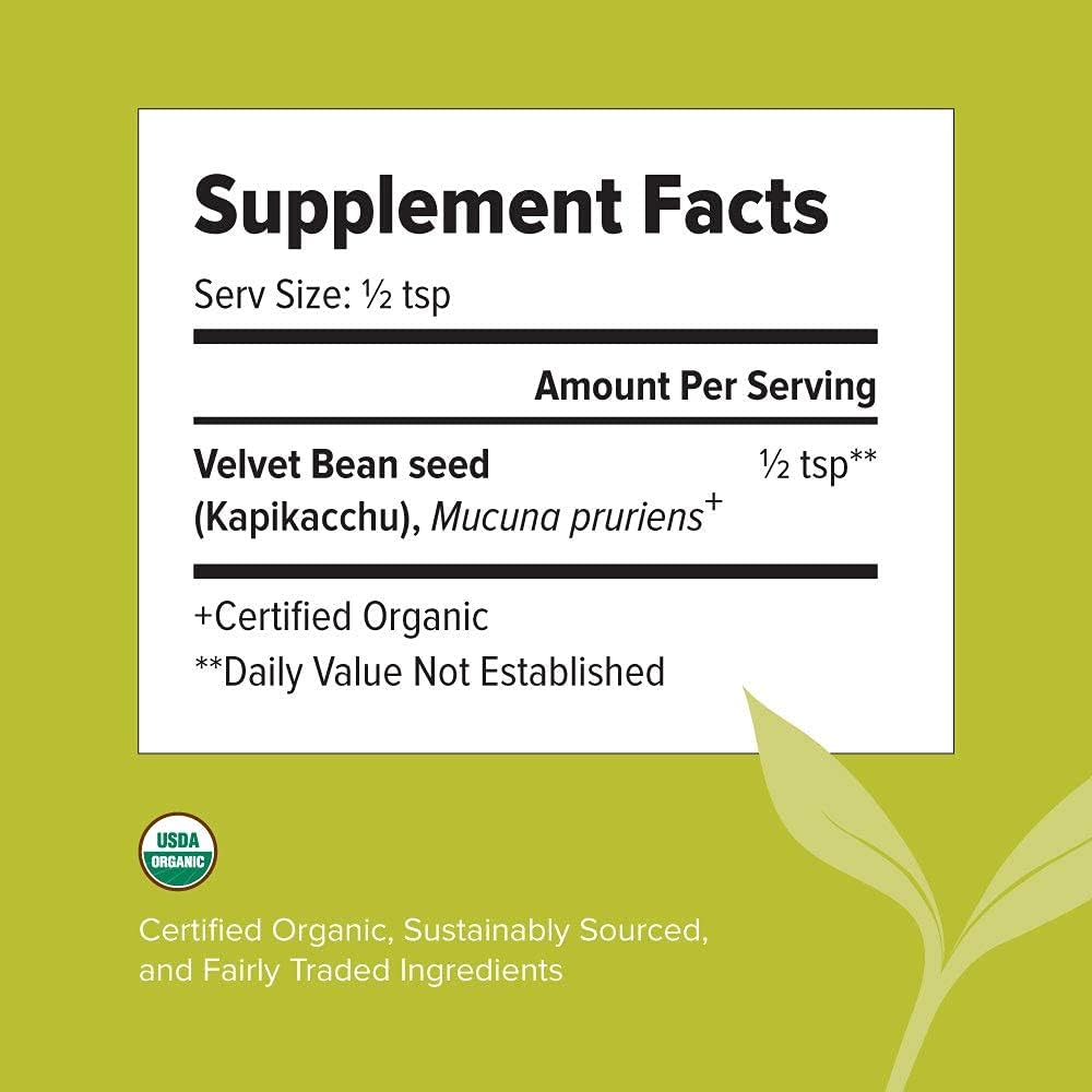 Organic Kapikacchu Mucuna Pruriens Herbal Powder - Energizing Support for Nervous & Reproductive Systems - Natural L-Dopa Source - Non-GMO Vegan - Spice Jar