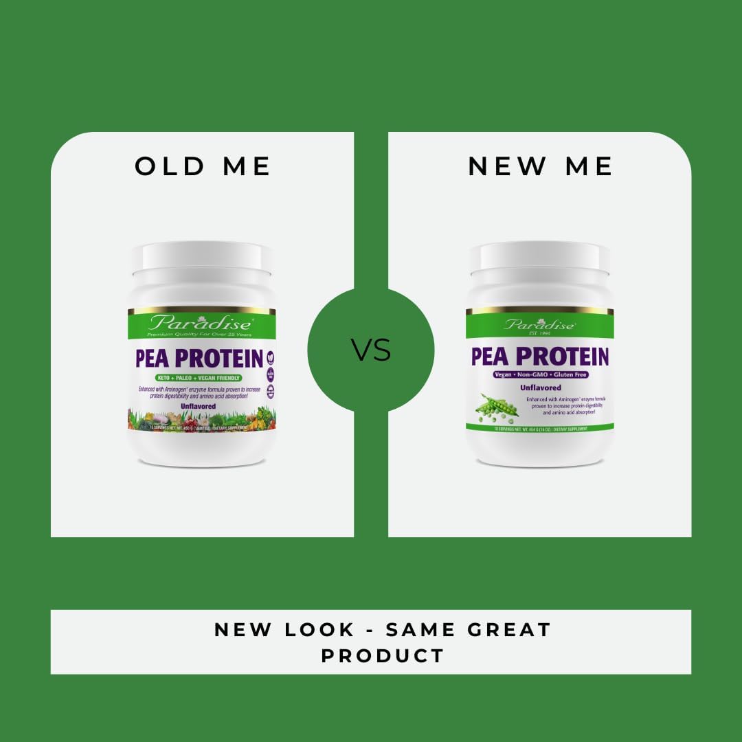 Organic Keto Paleo Vegan Pea Protein Powder, Non GMO, Gluten Free, Unflavored - 15 Servings, 450g