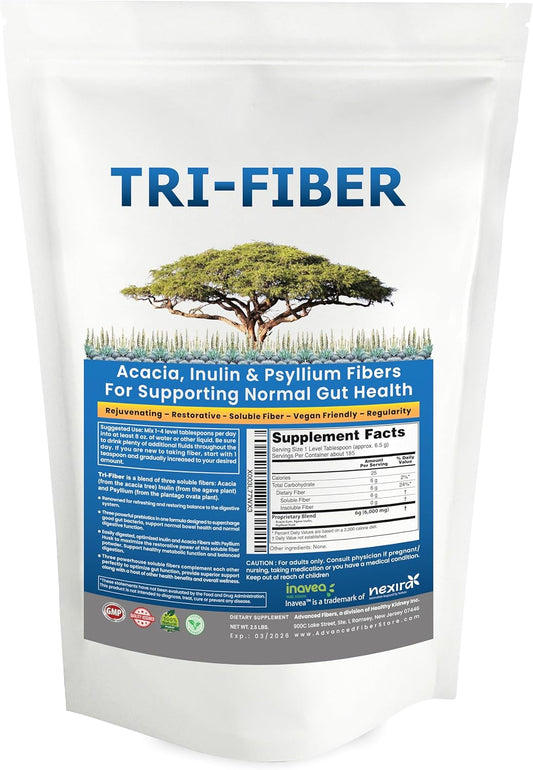 Organic Kidney Restore Tri-Fiber Unflavored Powder for Digestive Support - High Fiber Supplement 2.5 lbs
