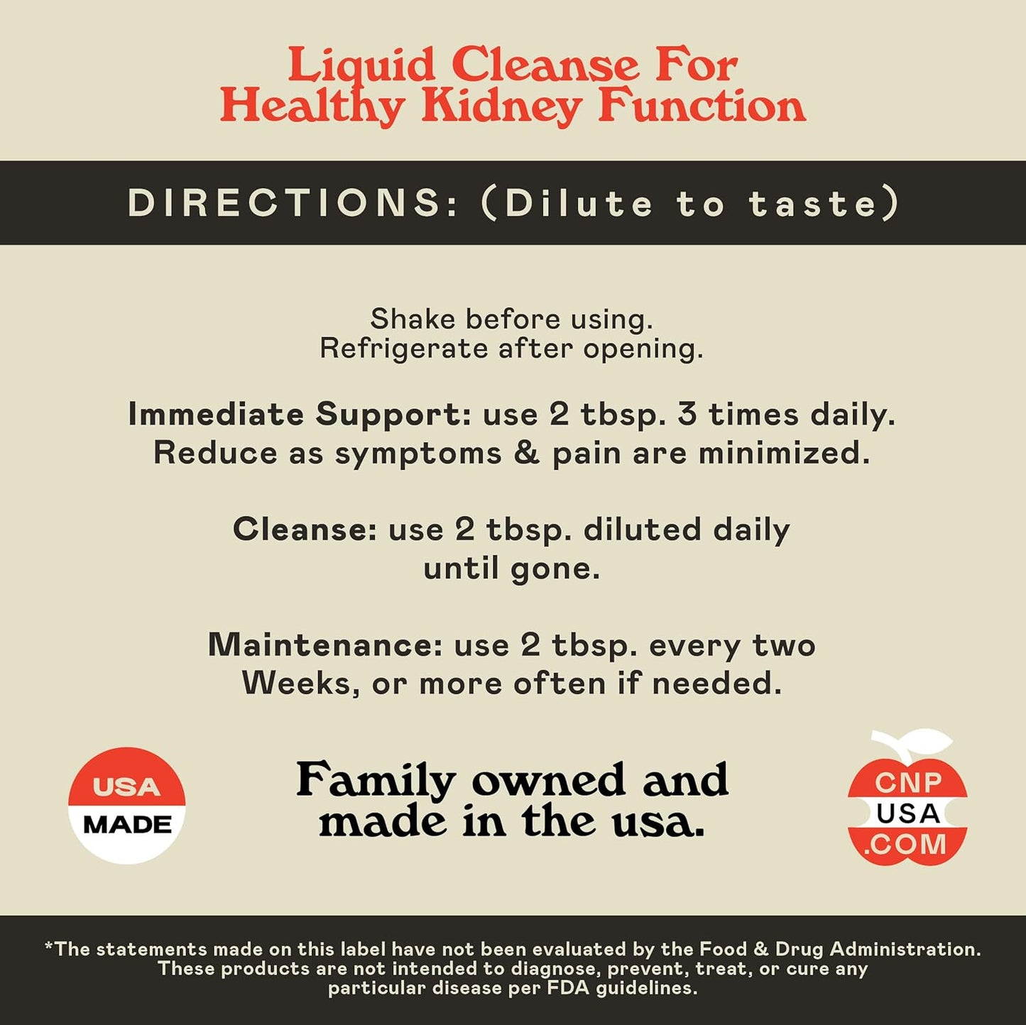 Organic Kidney Support Liquid - 8oz Cleanse & Detox with Apple Cider Vinegar, Lemon, Chanca Piedra