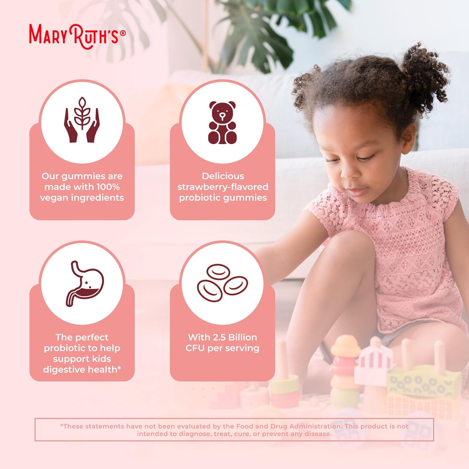Organic Kids Probiotic Gummies for Digestive Health - USDA Certified, Vegan, Non-GMO, Gluten Free - Immune Support and Gut Health Supplement - 60 Count