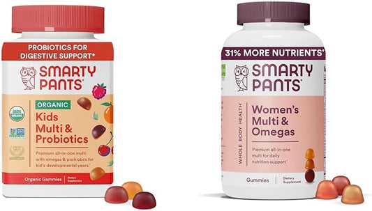 Organic Kids & Women's Multivitamin Gummies: Probiotics, Omega 3, Vitamin D3, B12, Fish Oil, Methylfolate, CoQ10