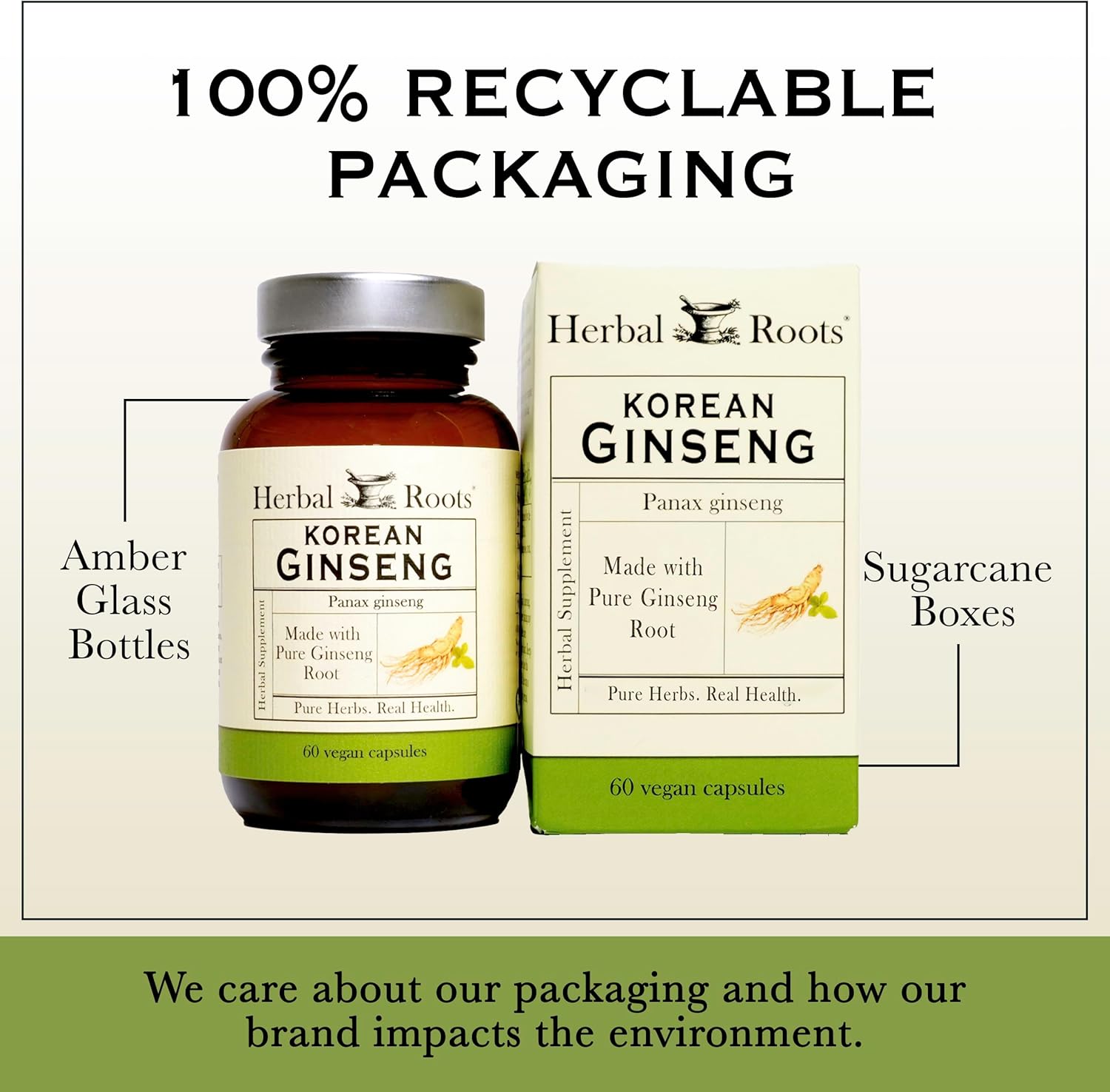 Organic Korean Ginseng Root Powder Capsules - 1000mg with High Ginsenosides for Energy & Performance