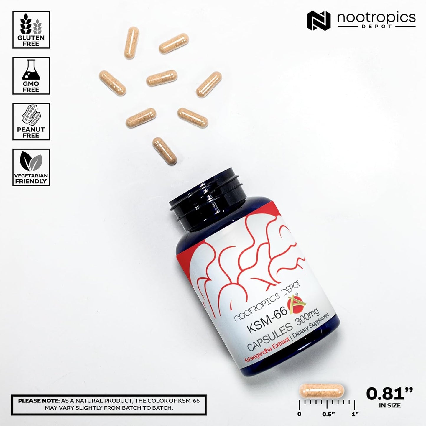 Organic KSM-66 Ashwagandha Capsules - 300mg - 90 Count - Withania somnifera Extract - Ayurvedic Herb - Stress Relief Supplement*