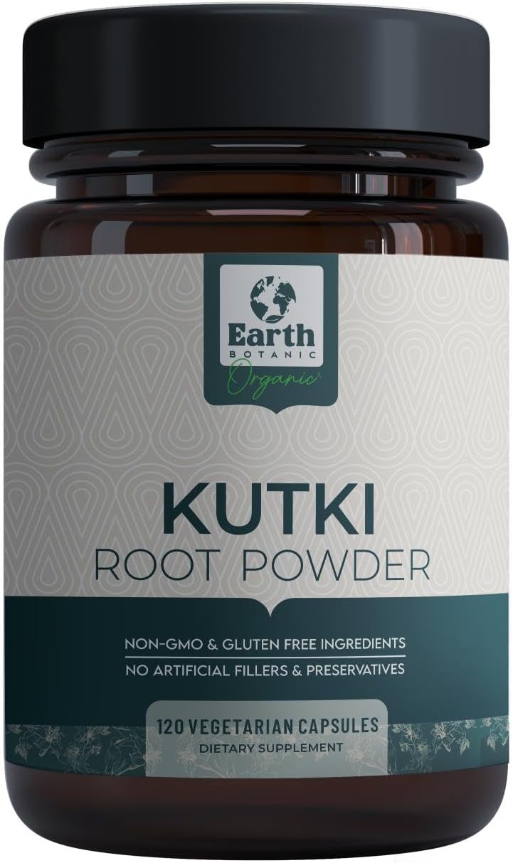 Organic Kutki Root Powder Capsules - 120 Capsules, 60 Day Supply - Earth BOTANIC