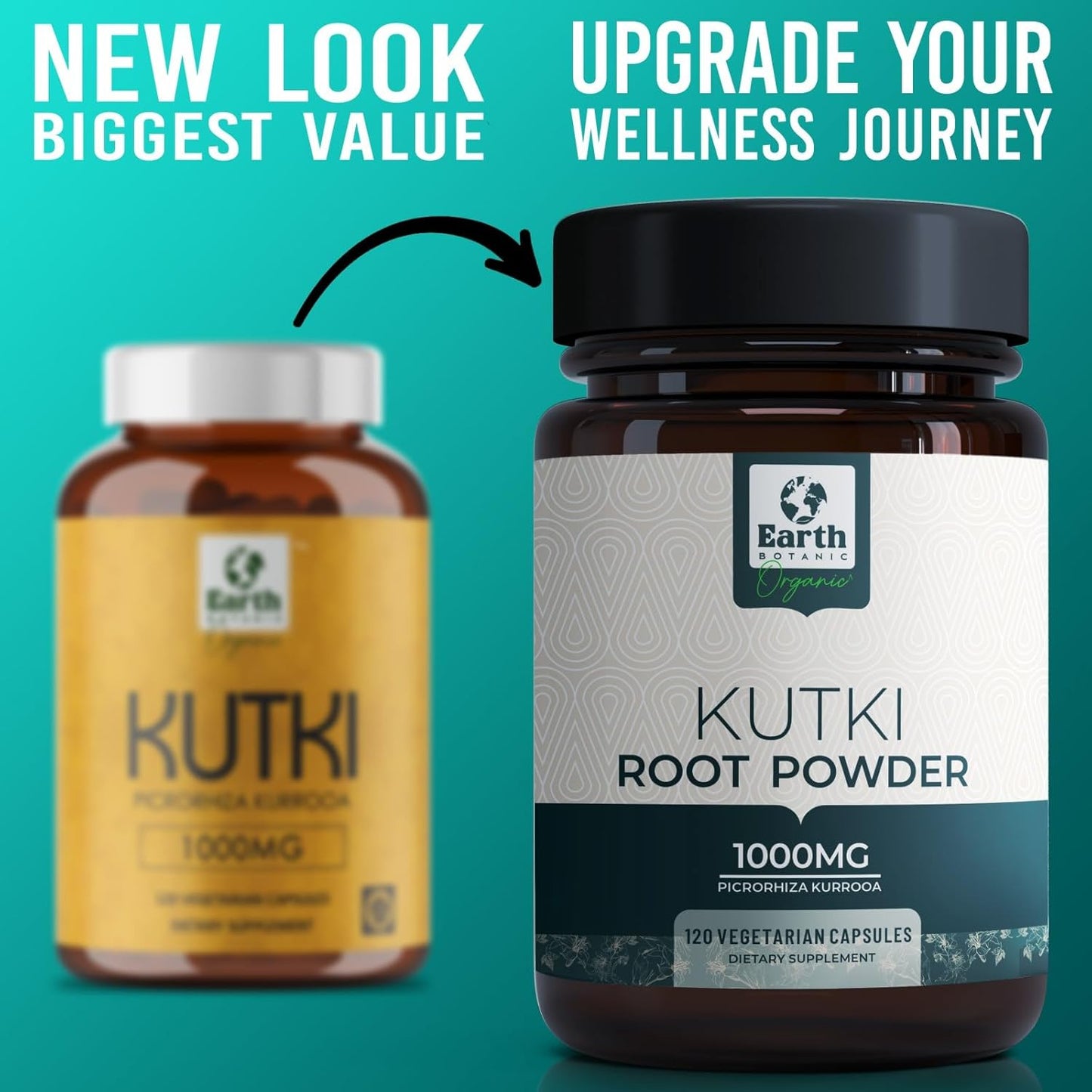 Organic Kutki Root Powder Capsules - 120 Capsules, 60 Day Supply - Earth BOTANIC