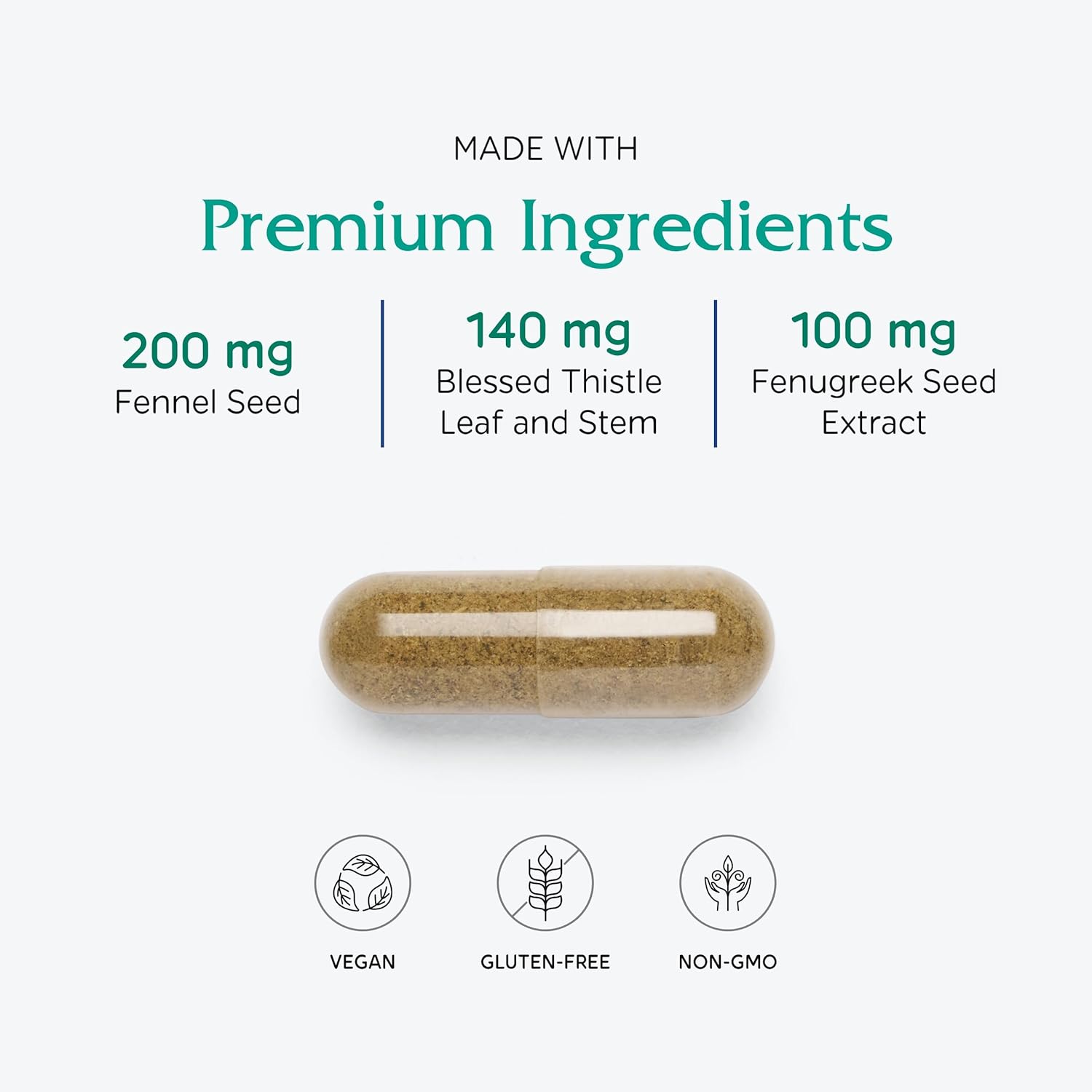 Organic Lactation Supplement for Breastfeeding Support - Increase Milk Supply with Fennel, Milk Thistle, Fenugreek Seed - 60 Capsules, Non-GMO, Vegan