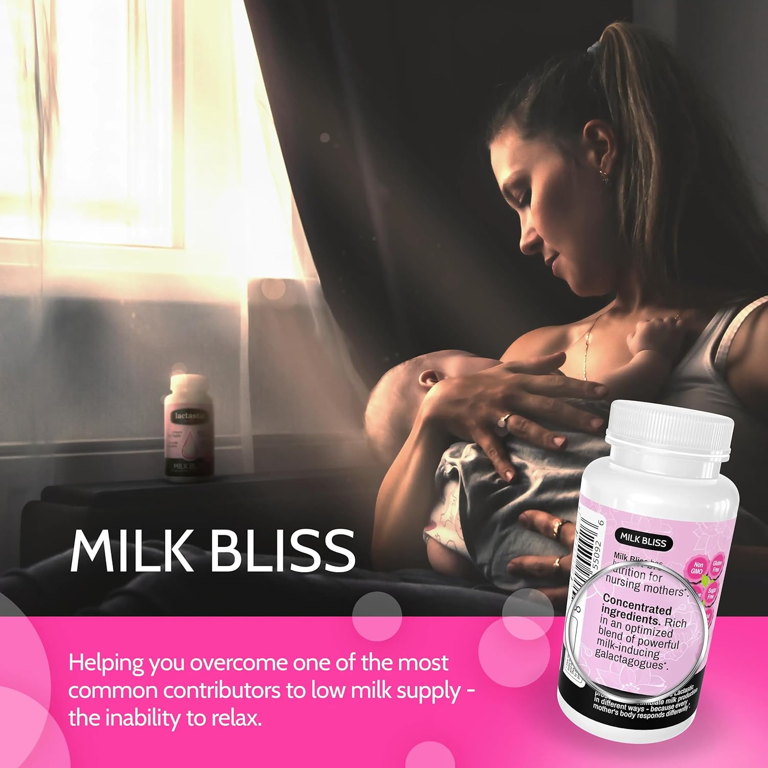 Organic Lactation Supplement with Moringa, Milk Thistle & Valerian Root - 60 Vegan Capsules - Lactation Support Formula