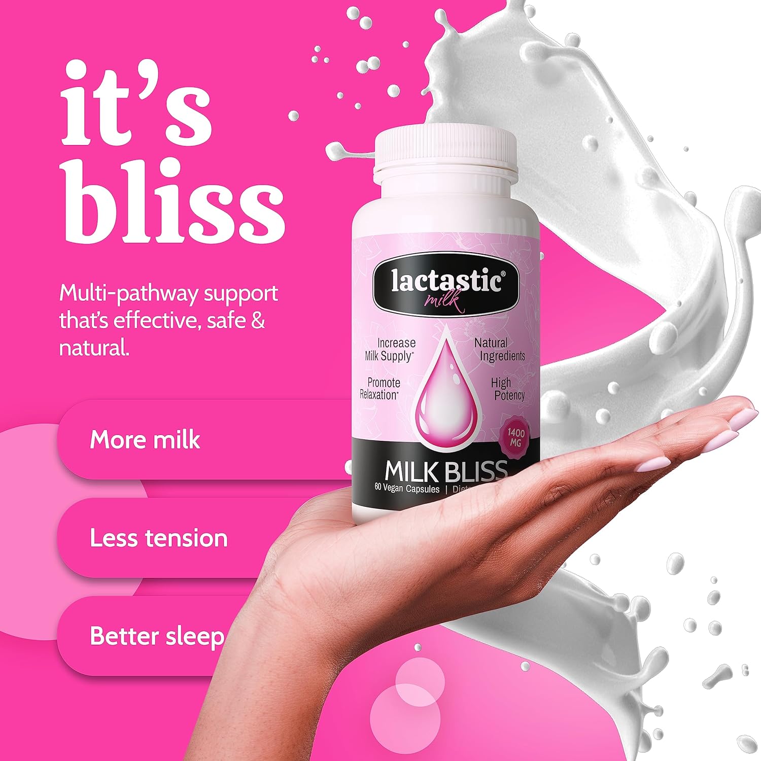 Organic Lactation Supplement with Moringa, Milk Thistle & Valerian Root - 60 Vegan Capsules - Lactation Support Formula