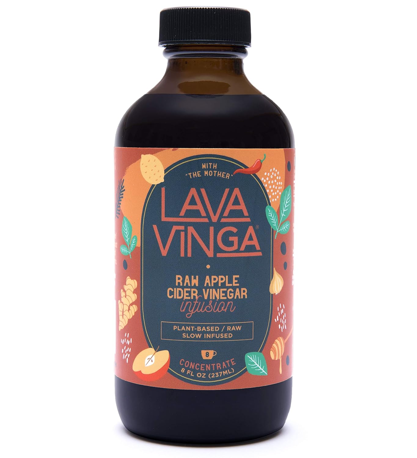 Organic Lava Vinga Fire Cider with Moringa Oleifera - 8 oz. Natural Cold & Flu Remedy, Immune Booster, Antioxidant-Rich Superfood