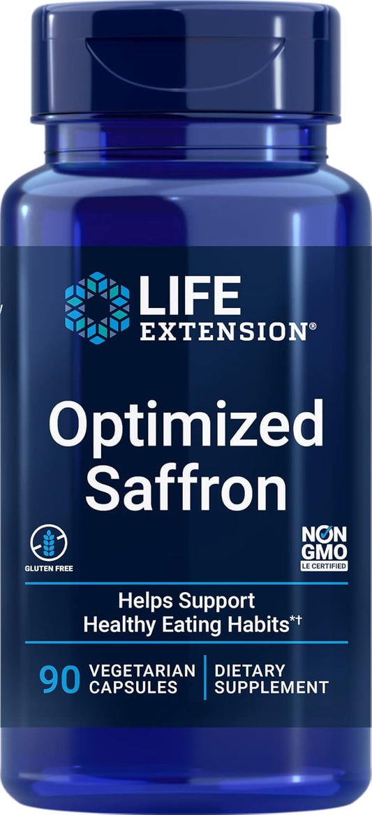 Organic Life Extension Saffron Extract Capsules with Satiereal for Appetite Control - 90 Capsules