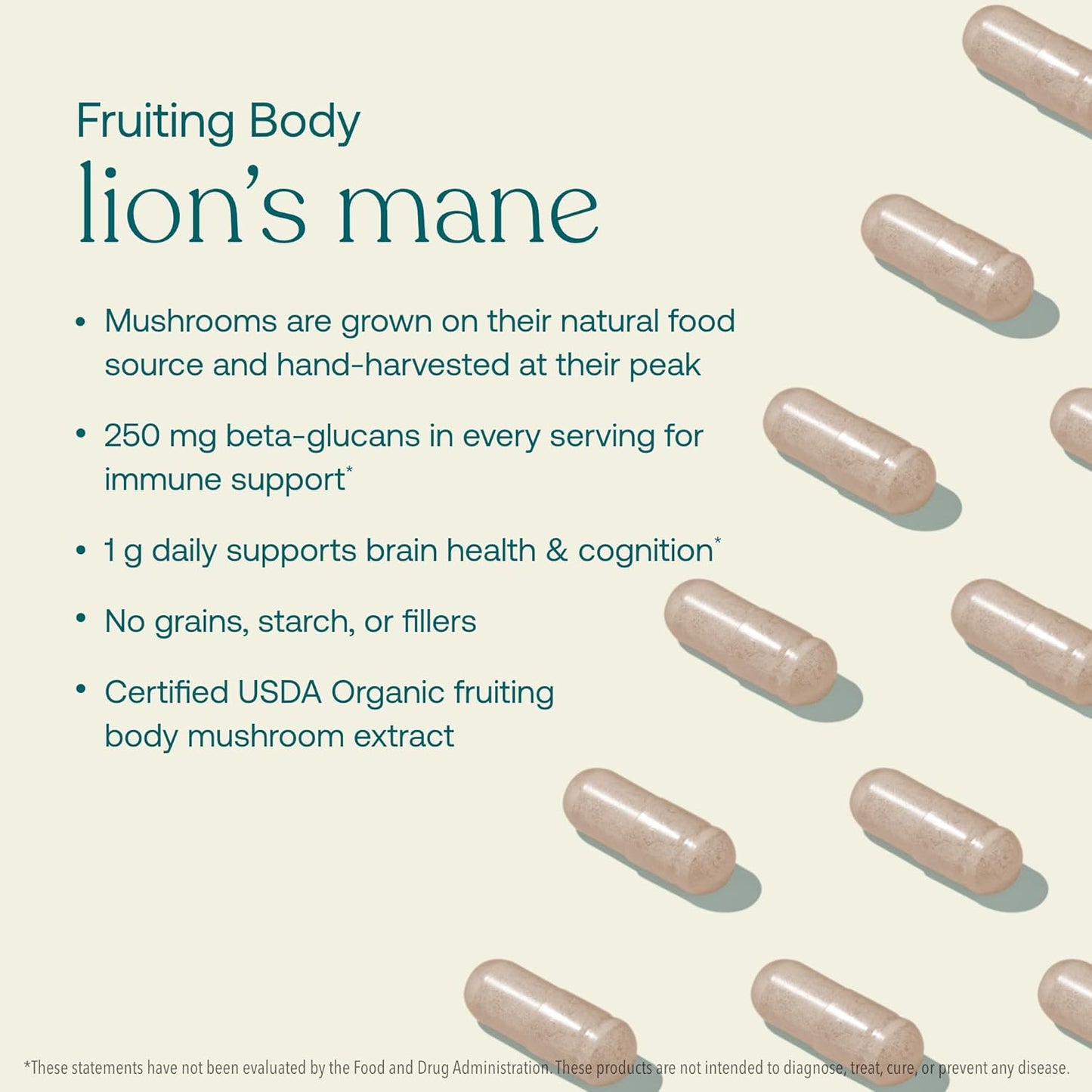Organic Lion's Mane Brain, Nerve, and Cognitive Support Capsules - 120 Count by True Grace Mushroom