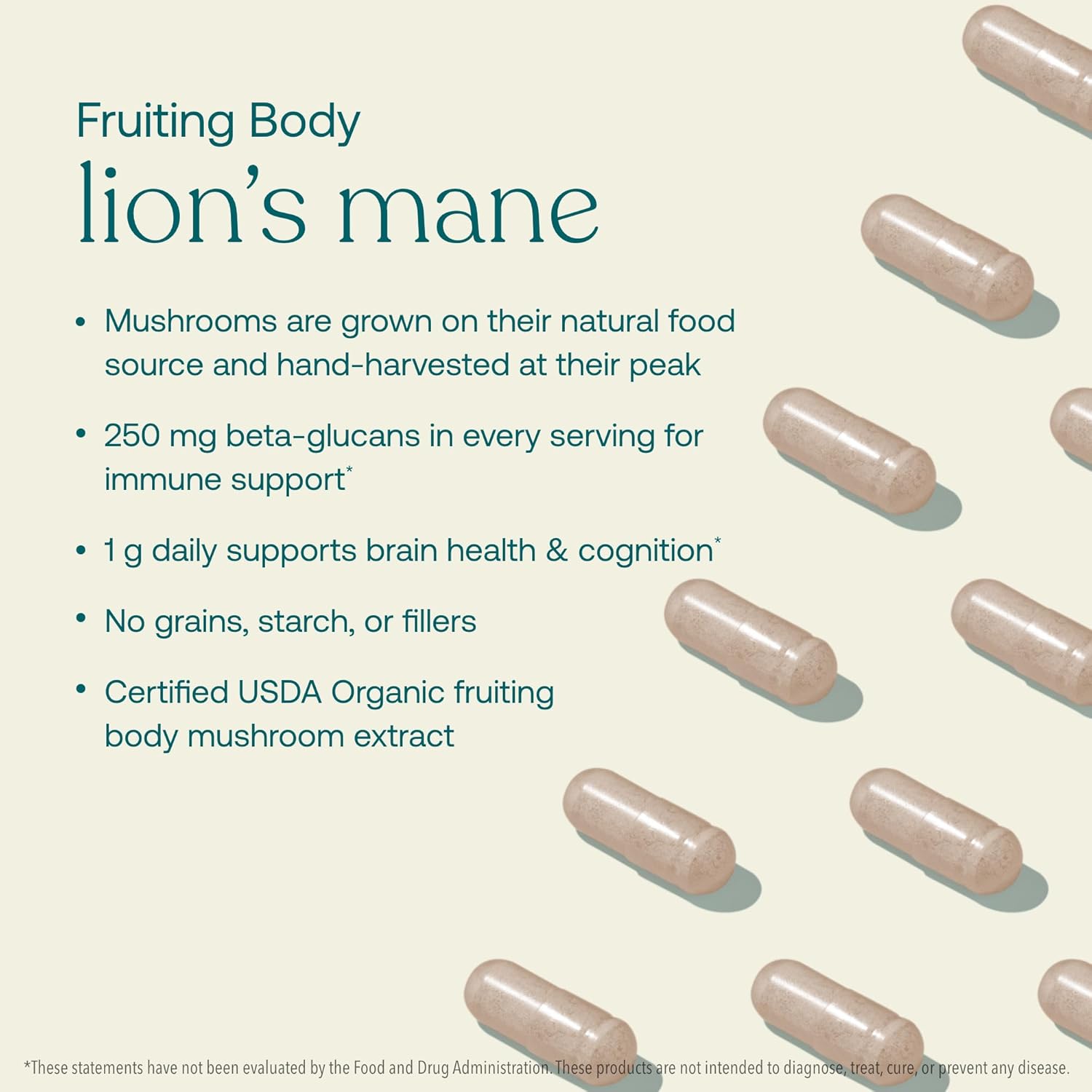 Organic Lion's Mane Brain, Nerve, and Cognitive Support Capsules - 120 Count by True Grace Mushroom