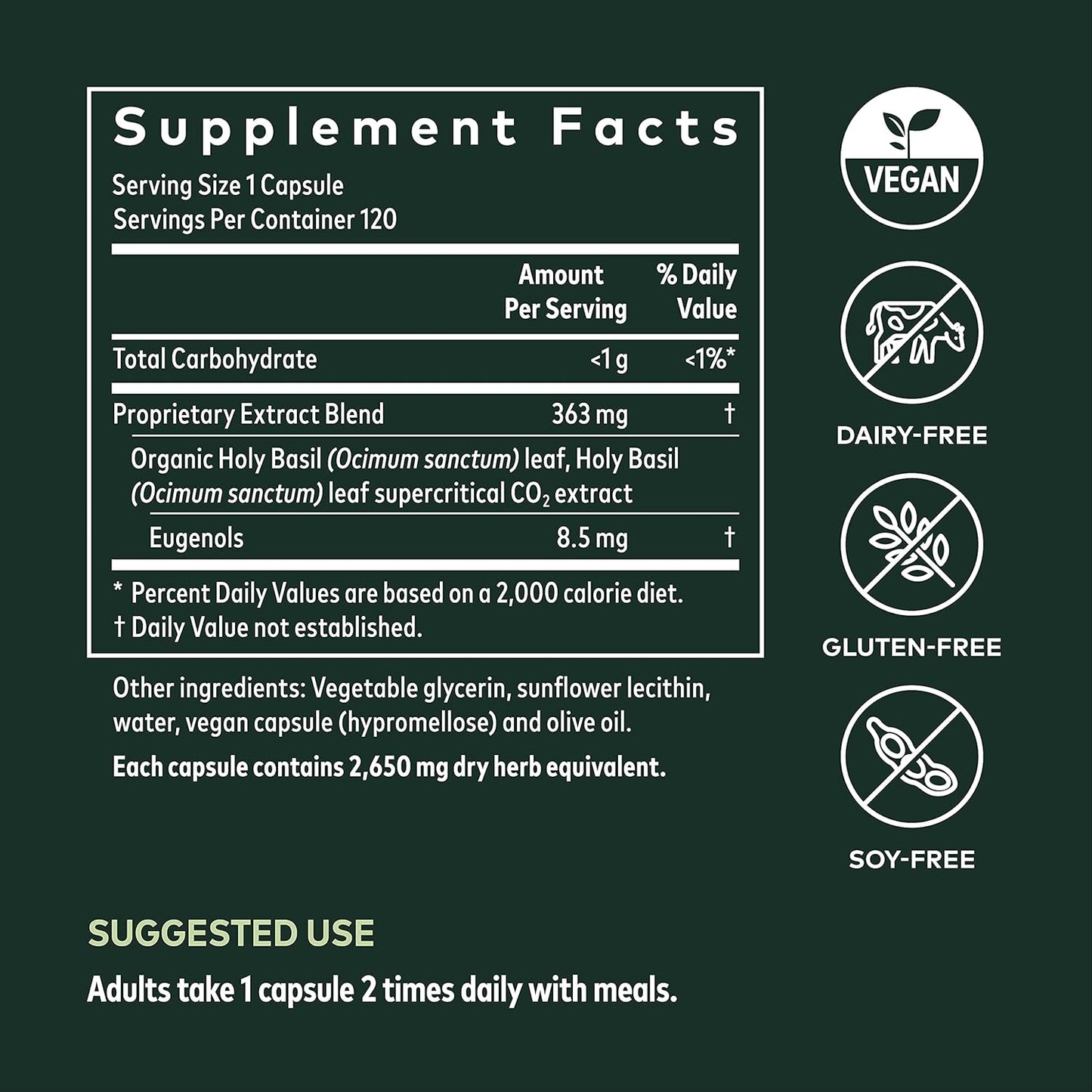 Organic Lion's Mane & Holy Basil Capsules - Supports Neurological Health and Stress Balance - 240 Vegan Liquid Phyto-Caps