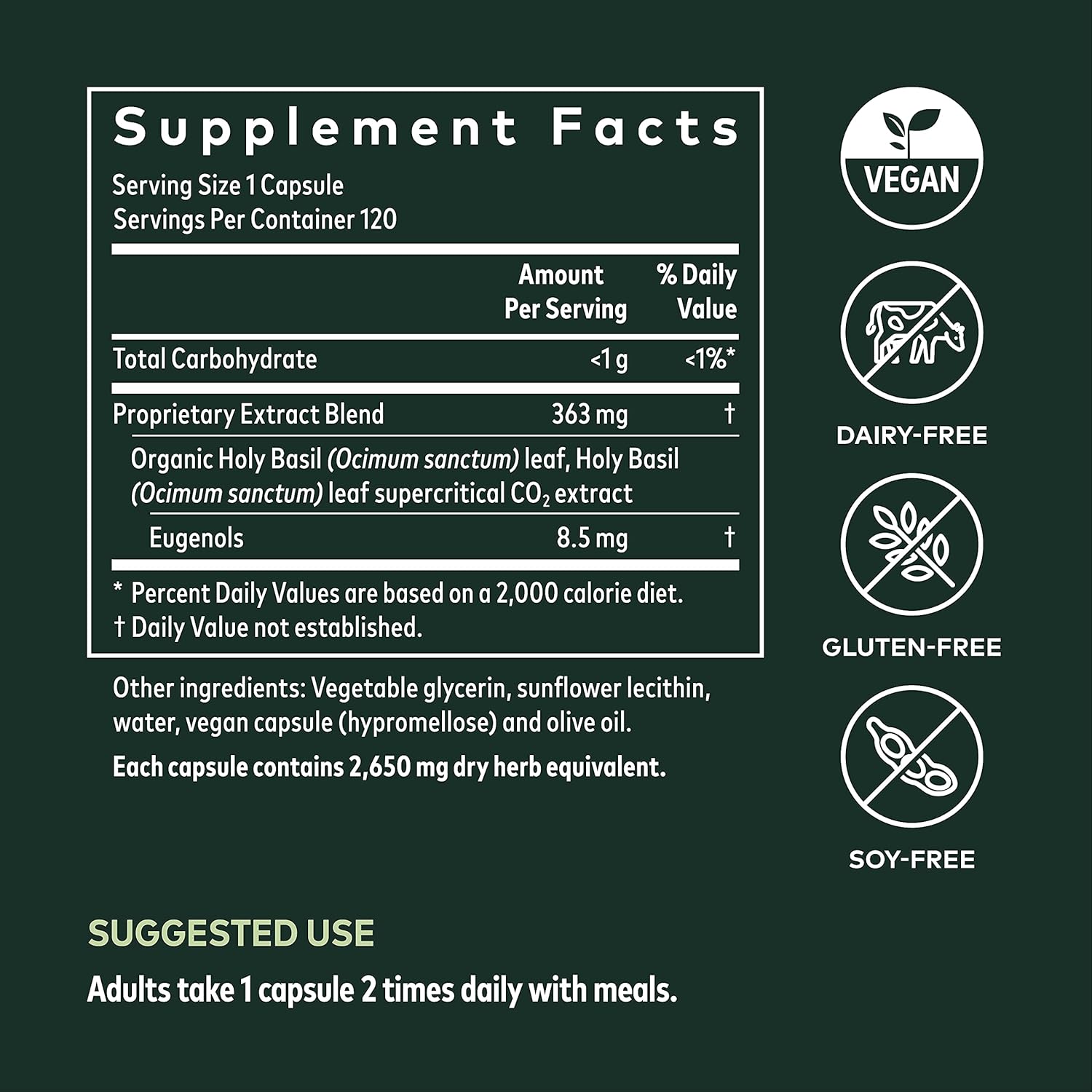 Organic Lion's Mane & Holy Basil Capsules - Supports Neurological Health and Stress Balance - 240 Vegan Liquid Phyto-Caps