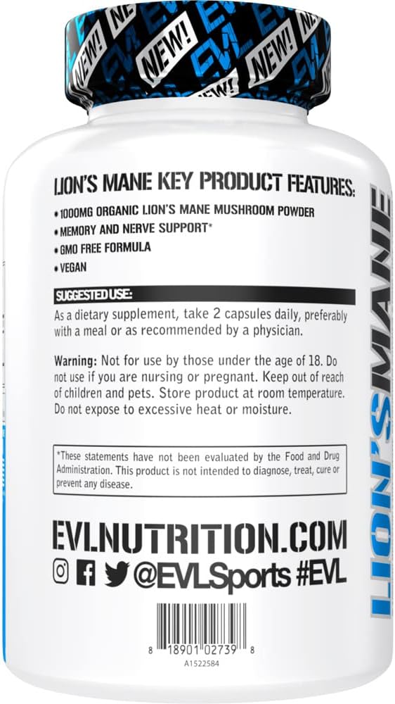 Organic Lion’s Mane Mushroom Capsules - Brain Health and Immunity Support Supplement with Nootropic Benefits