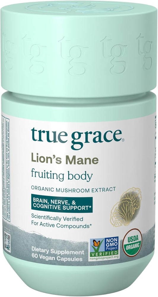 Organic Lion's Mane Mushroom Capsules for Cognitive Support - 60 Count