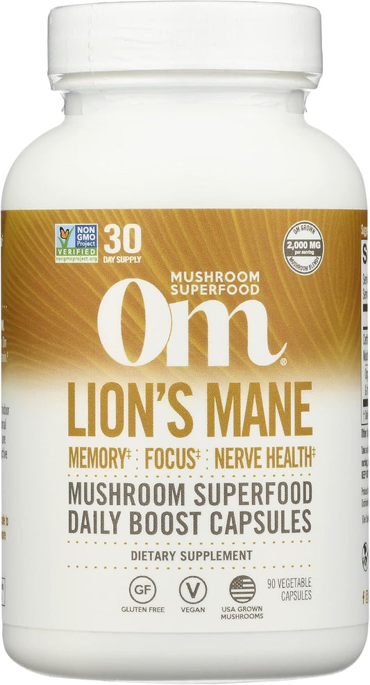 Organic Lion's Mane Mushroom Capsules for Memory, Focus, Clarity, and Mood Support, 90 Capsules