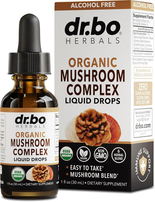 Organic Lions Mane Mushroom Complex Liquid Drops - Focus & Brain Health Supplement with Reishi & Turkey Tail Extracts - Vegan 1oz