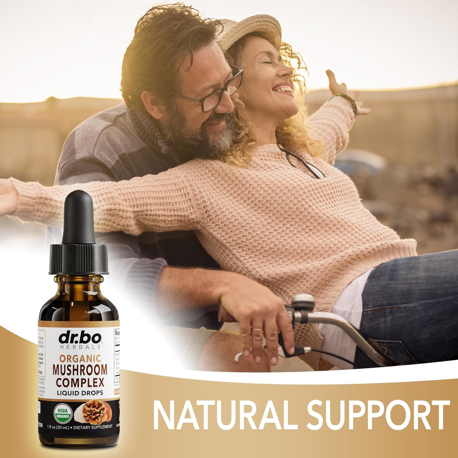 Organic Lions Mane Mushroom Complex Liquid Drops - Focus & Brain Health Supplement with Reishi & Turkey Tail Extracts - Vegan 1oz