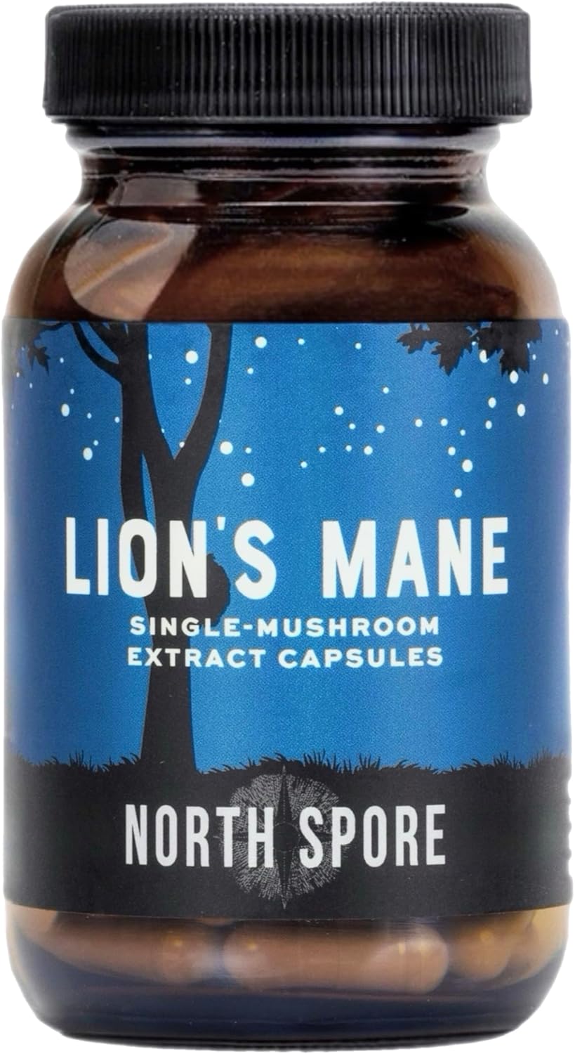Organic Lion's Mane Mushroom Extract Capsules - 120ct | Boost Focus, Memory, Cognitive Function | Pure Organic Supplement Blend for Vitality