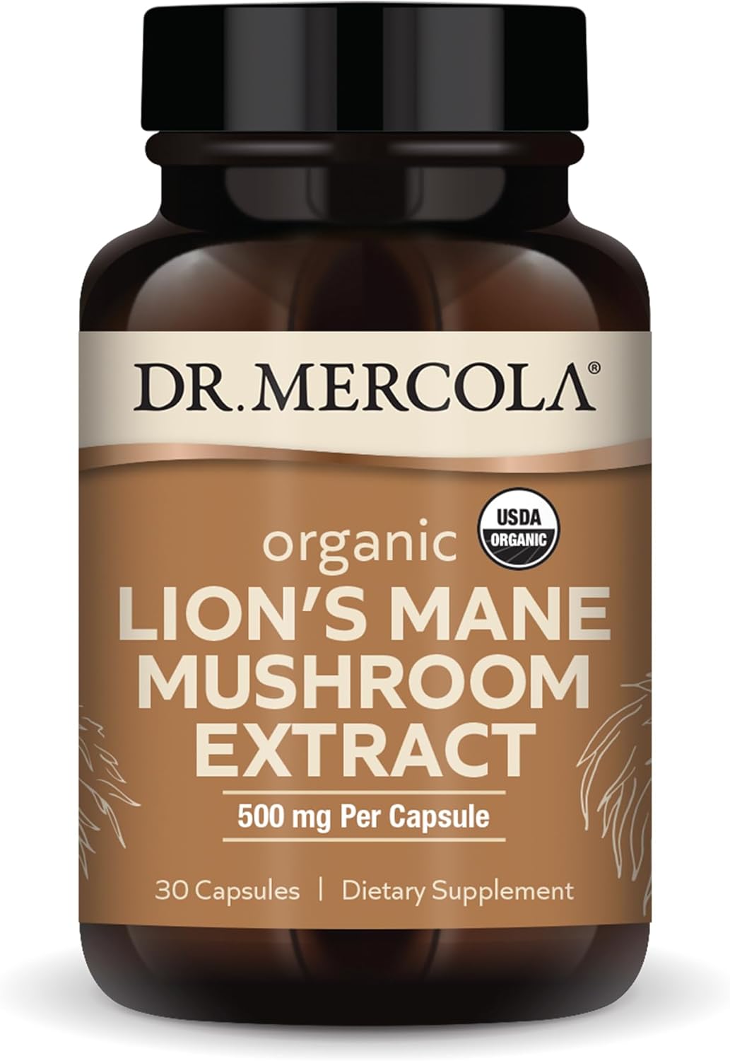 Organic Lion's Mane Mushroom Extract Capsules - 30 Servings, 500mg Per Capsule - USDA Certified, Non-GMO Dietary Supplement for Mental Focus & Cognitive Health