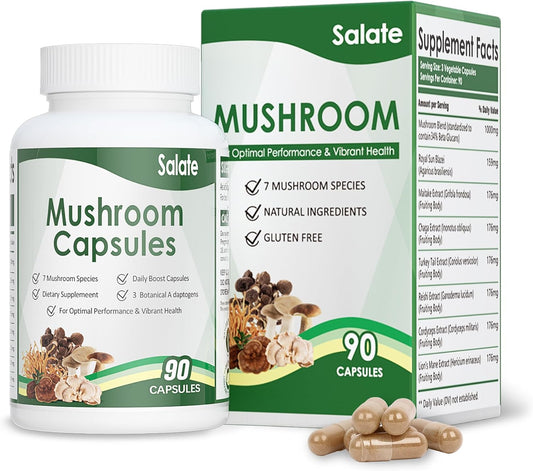 Organic Lion's Mane Mushroom Extract Capsules for Memory, Focus & Immune Support - 100% Fruit Body Extracts, Vegan (90 Caps)