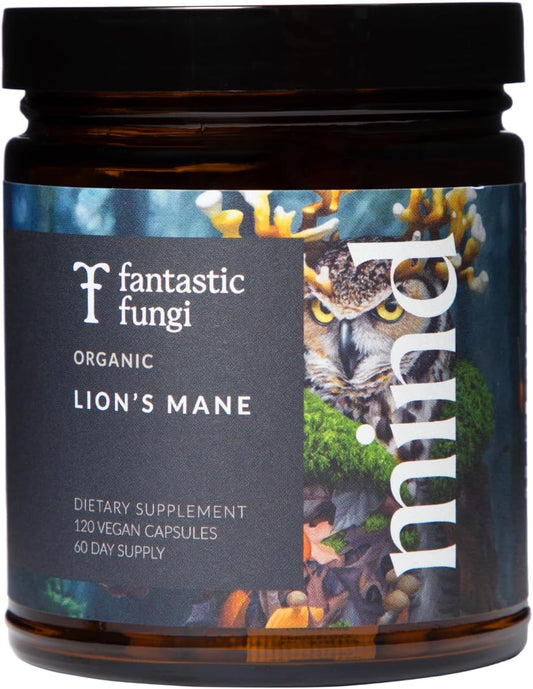 Organic Lion's Mane Mushroom Focus & Memory Supplement Capsules - 1000mg, 120 Capsules - Boost Brain Health & Cognitive Function
