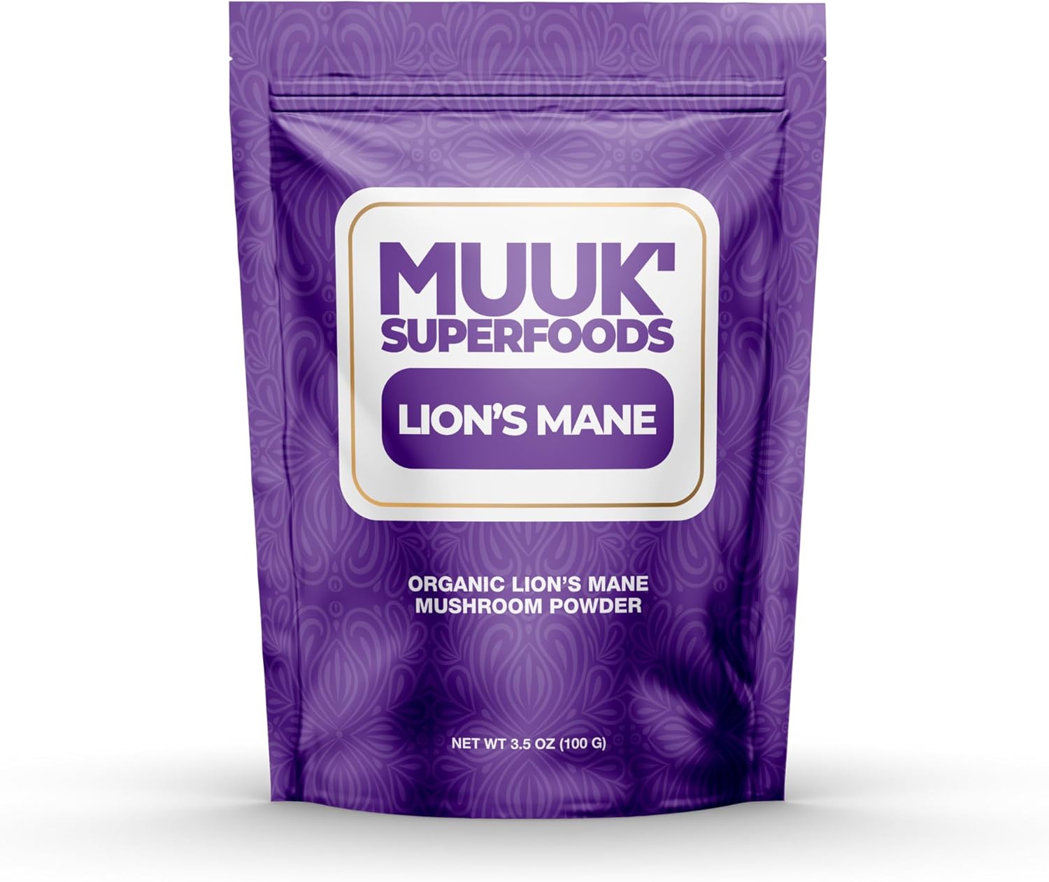 Organic Lion's Mane Mushroom Powder - 3.5 oz (100g) Made in USA | MUUK' SUPERFOODS - 60 Servings