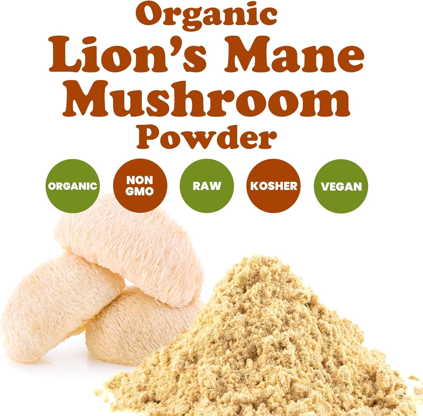 Organic Lion's Mane Mushroom Powder - 4 Ounces - Premium Brain Wellness Superfood for Focus - Non-GMO & Vegan