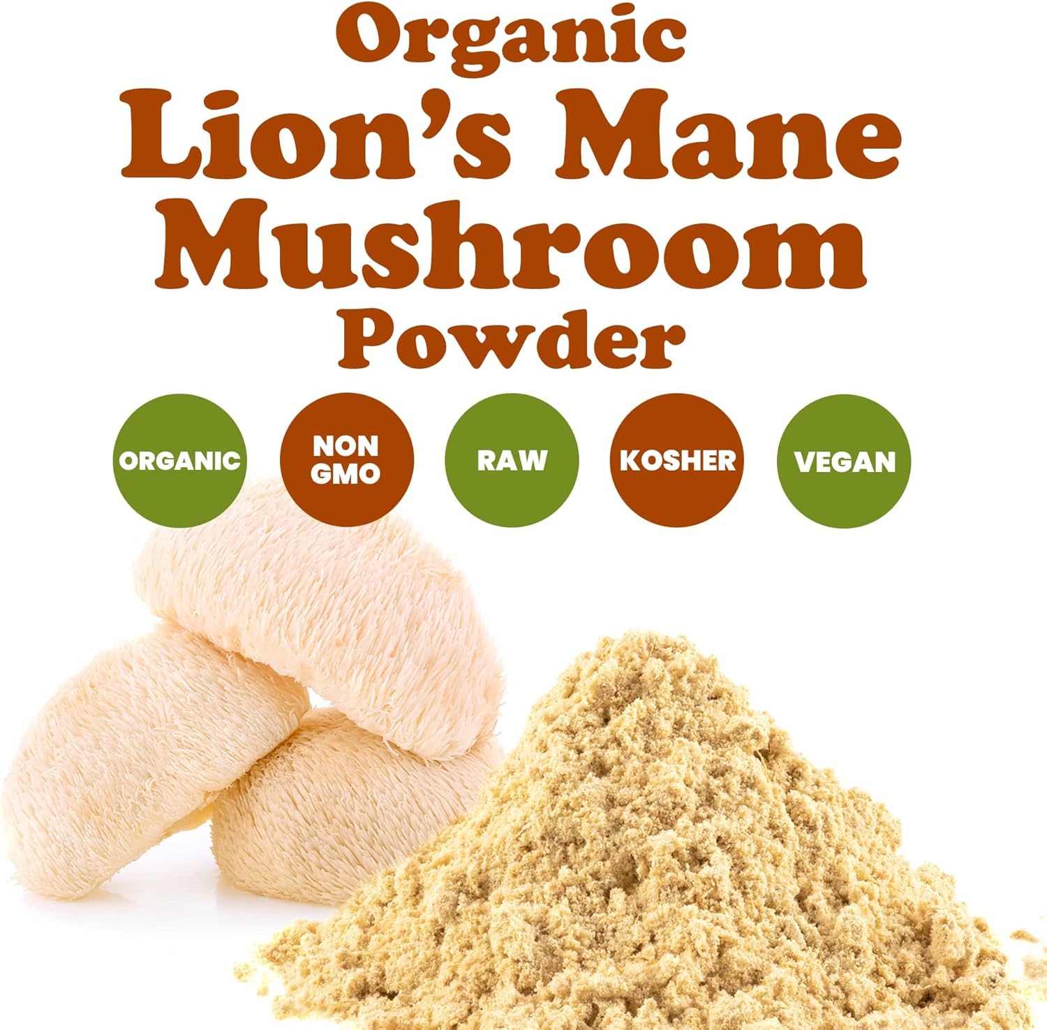 Organic Lion's Mane Mushroom Powder - 4 Ounces - Premium Brain Wellness Superfood for Focus - Non-GMO & Vegan