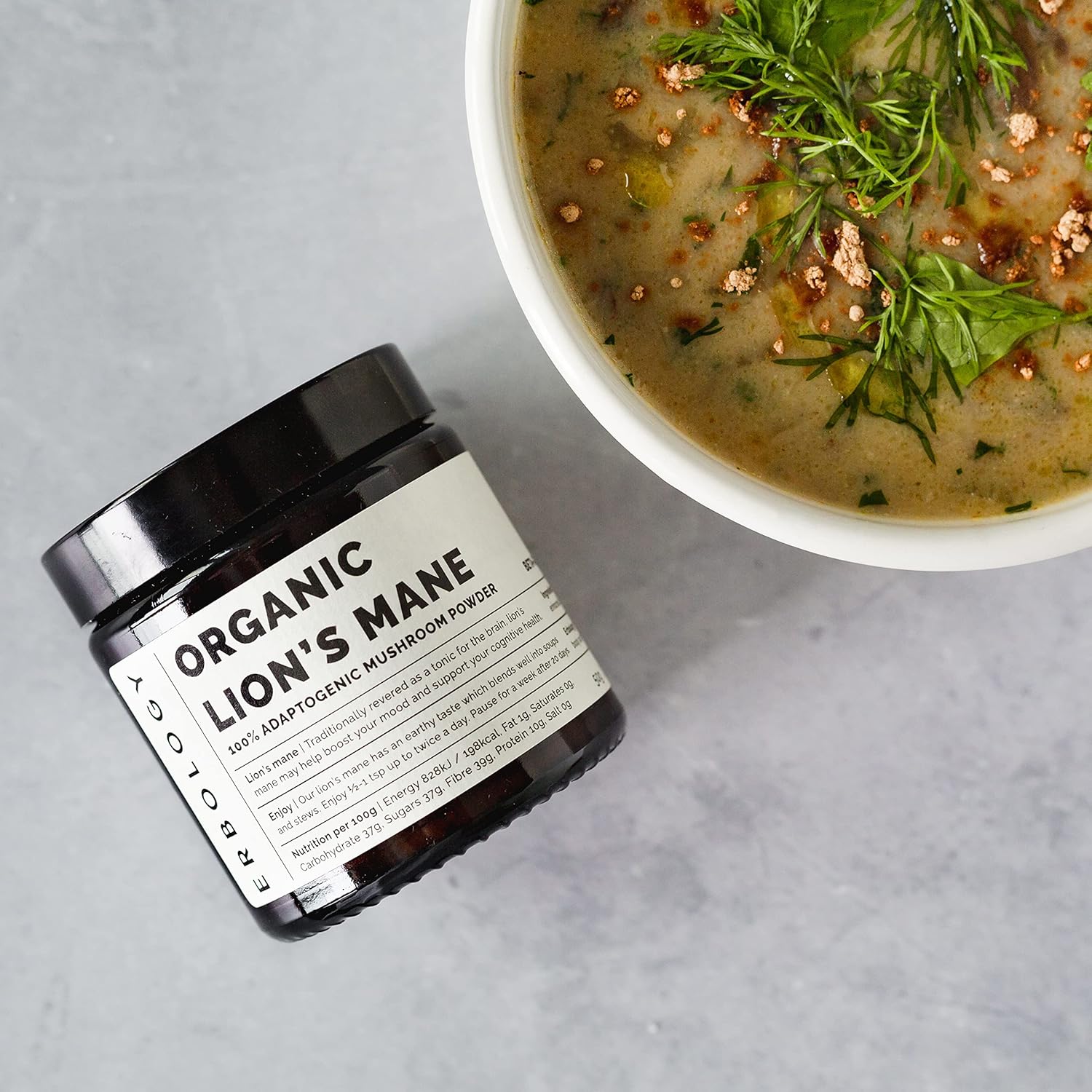 Organic Lion's Mane Mushroom Powder - 50 Servings - 32% Beta-glucans - Calm and Focus Support - European Sustainably Grown - Vegan - Non-GMO - No Fillers