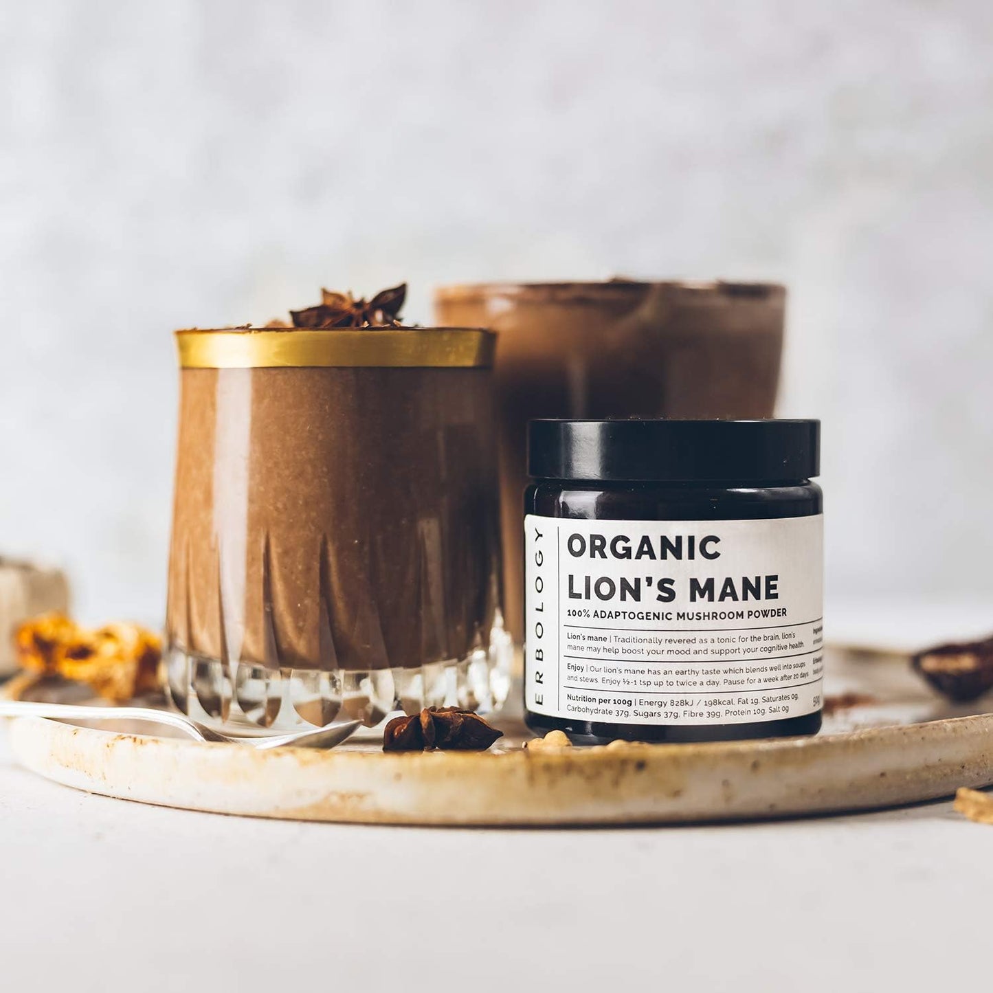 Organic Lion's Mane Mushroom Powder - 50 Servings - 32% Beta-glucans - Calm and Focus Support - European Sustainably Grown - Vegan - Non-GMO - No Fillers