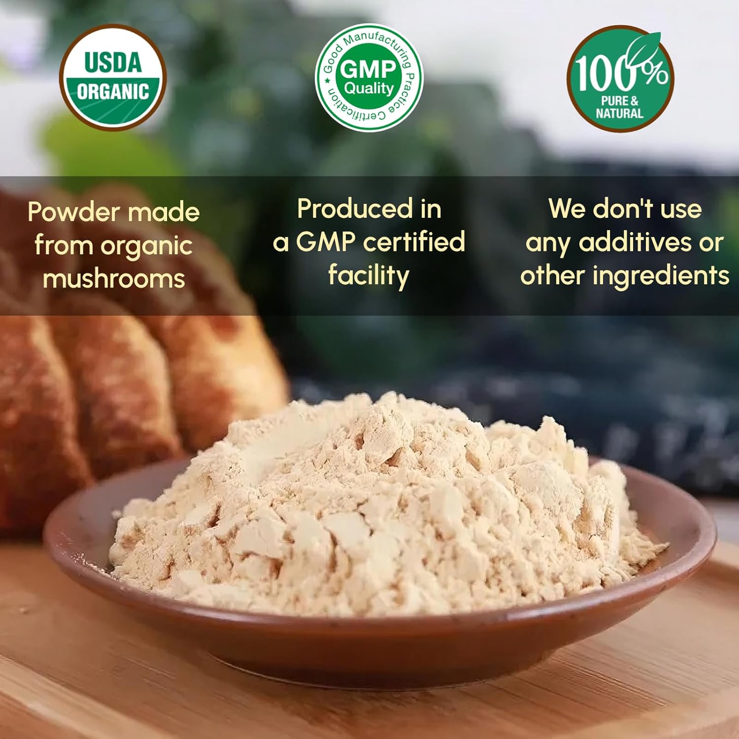 Organic Lions Mane Mushroom Powder 8 oz - Vegan Supplement with Antioxidants by Beleon Goods