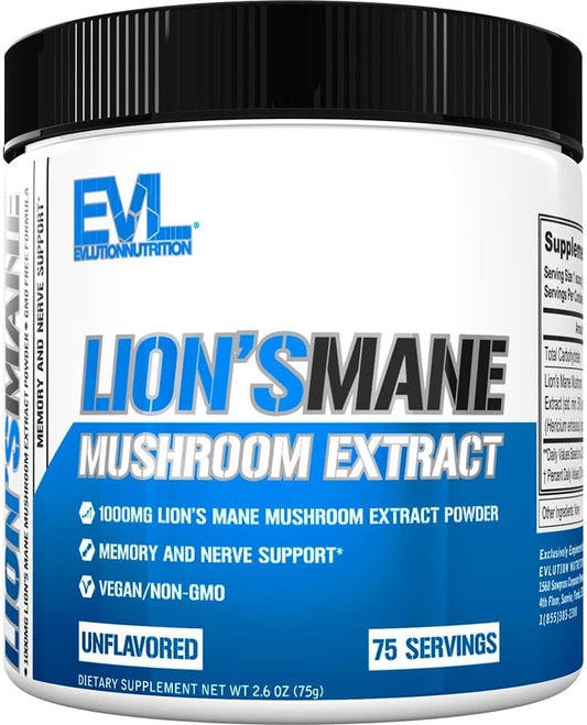 Organic Lion's Mane Mushroom Powder Supplement for Brain Support and Immunity Boost
