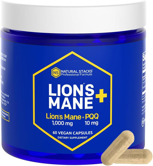 Organic Lions Mane Mushroom Supplement Capsules - Brain Cell Optimizer for Memory & Learning - 60 Capsules