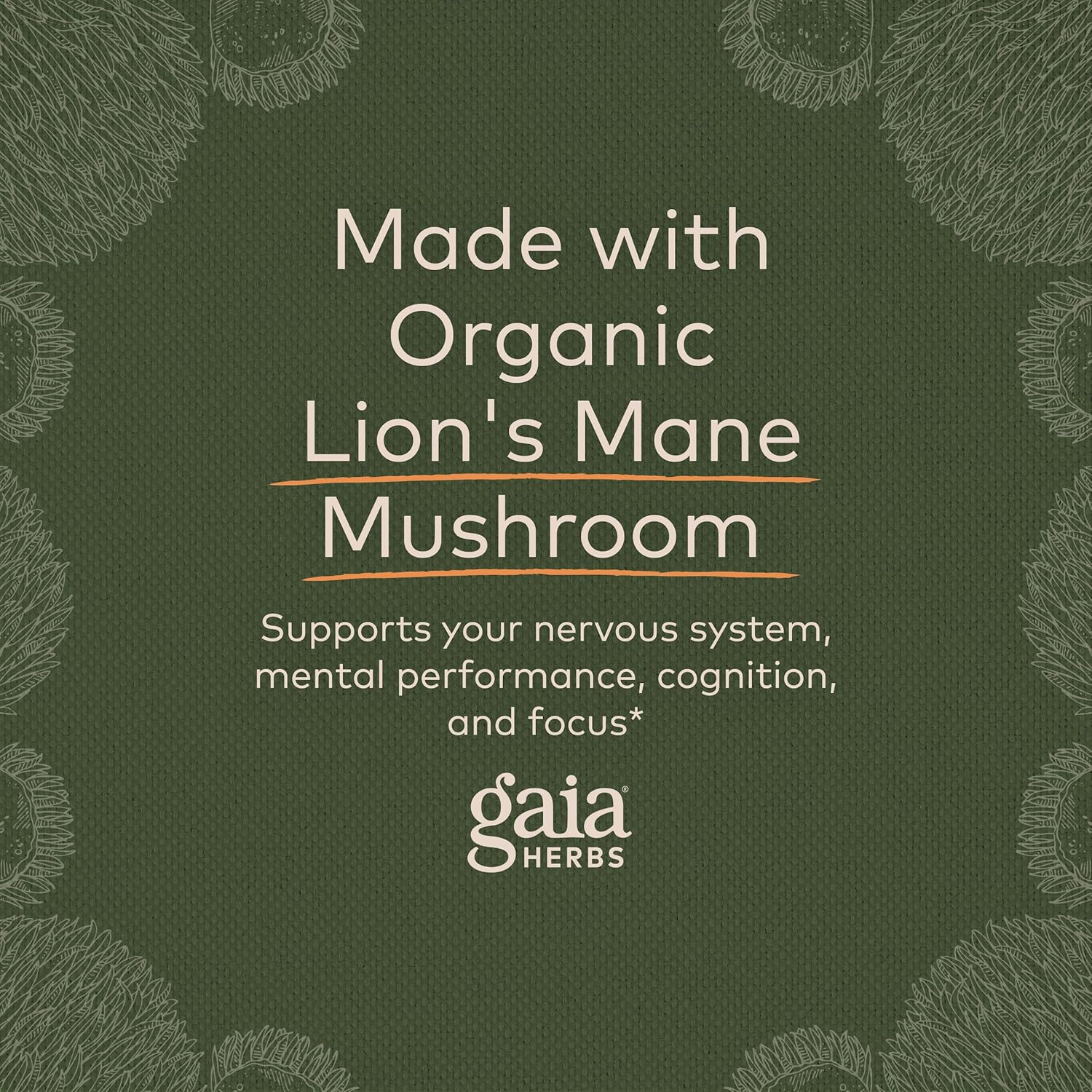 Organic Lion's Mane Mushroom Supplement for Brain & Nerve Health - 120 Vegan Capsules - Neurological Support Formula by Gaia Herbs