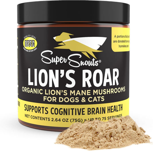 Organic Lion's Mane Mushroom Supplement for Dogs and Cats - USA Made Cognitive Health Formula