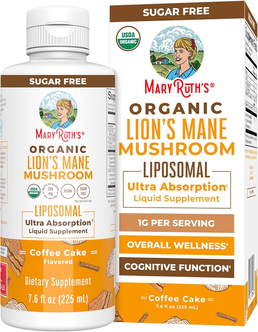Organic Lions Mane Mushroom Supplement with Ultra Absorption Liposomal Technology - 200mg Beta-Glucans - USDA Organic - Vegan - 7.6 oz - 15 Servings