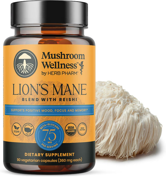 Organic Lion's Mane & Reishi Mushroom Capsules - Cognitive Health Support