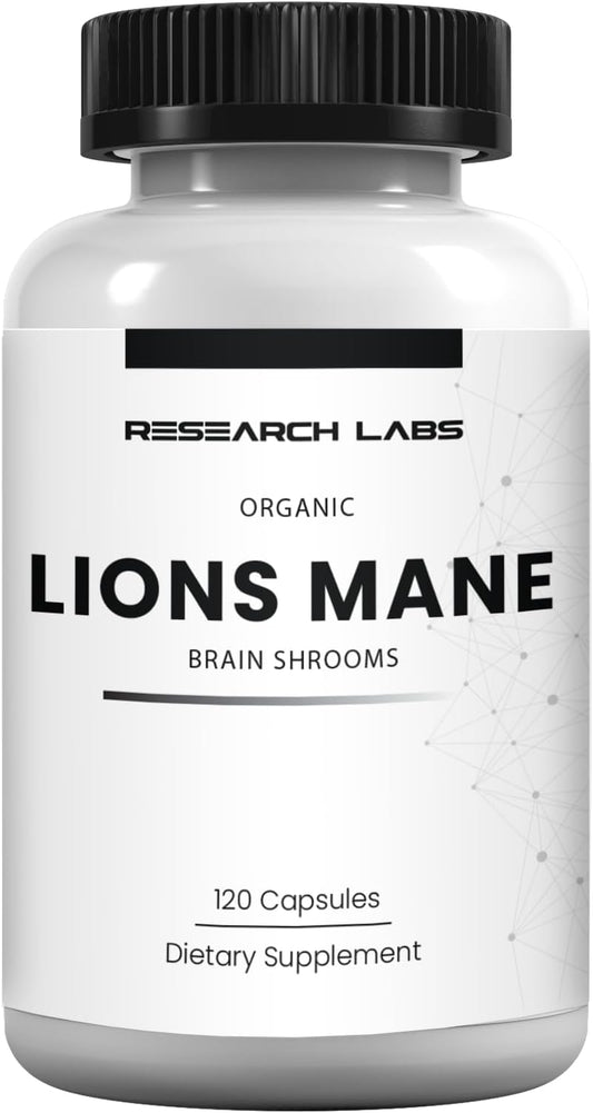 Organic Lions Mane Supplement Capsules with Litropane™ for Immune Support & Nootropic Benefits - 120 Capsules, 10X Extract (Equivalent to 18,000mg)