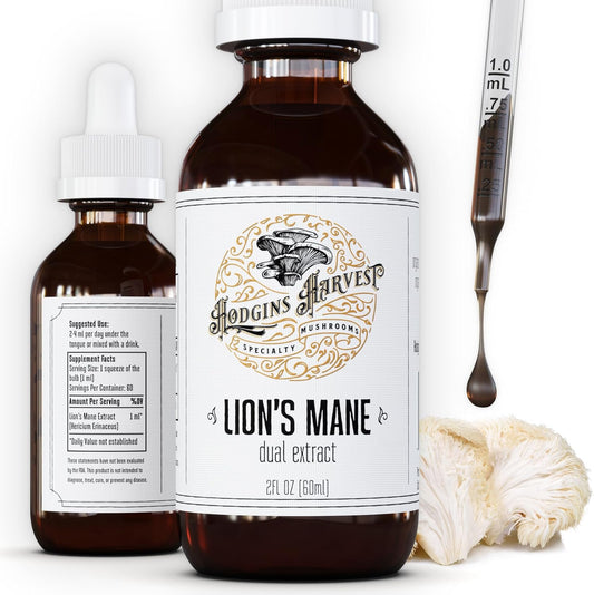 Organic Lion's Mane Tincture | Dual Extract | Extra-Concentrated | Grown on USA Farm | 2 fl oz