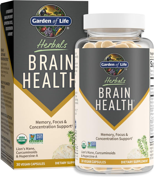 Organic Lion’s Mane & Turmeric Brain Health Supplement - Non-GMO, Gluten-Free, Mint Flavor for Memory, Focus, Healthy Brain Function