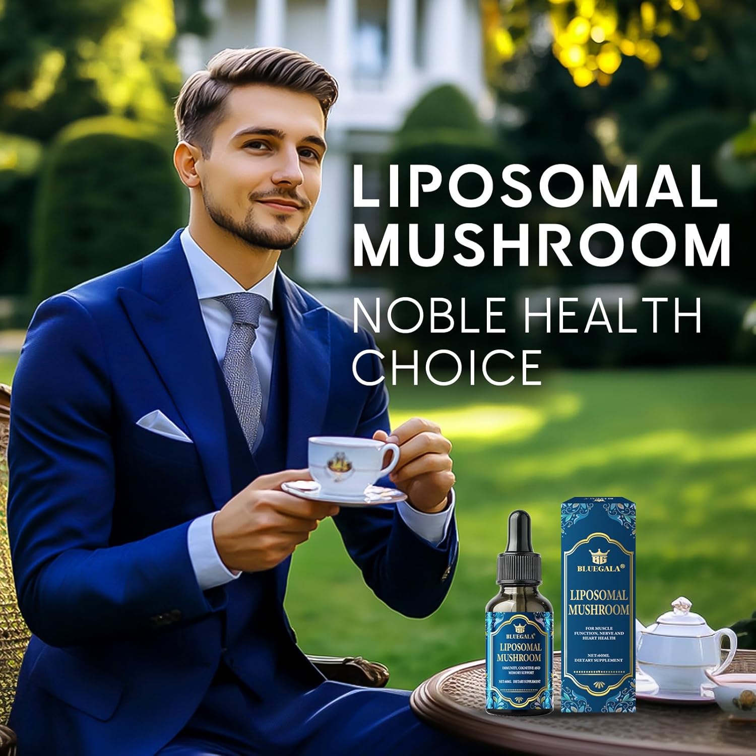 Organic Liposomal Mushroom Complex Drops for Memory, Focus & Cognition - Lion's Mane, Cordyceps, Reishi - 2.1 Fl Oz